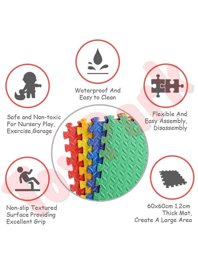 Toy Park - Toy Park Interlocking EVA Foam Mats, 16 SQ FT 4 PCS Soft Puzzle Play Mat for Kids Baby Crawling & Playing, 60x60cmx12mm Protective Floor Tile Set for Gym, Bedroom-Non Toxic Eva Mat (12mm Thickness) - Image 1