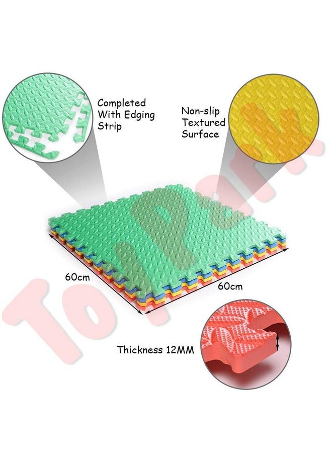 Toy Park - Toy Park Interlocking EVA Foam Mats, 16 SQ FT 4 PCS Soft Puzzle Play Mat for Kids Baby Crawling & Playing, 60x60cmx12mm Protective Floor Tile Set for Gym, Bedroom-Non Toxic Eva Mat (12mm Thickness) - Image 1