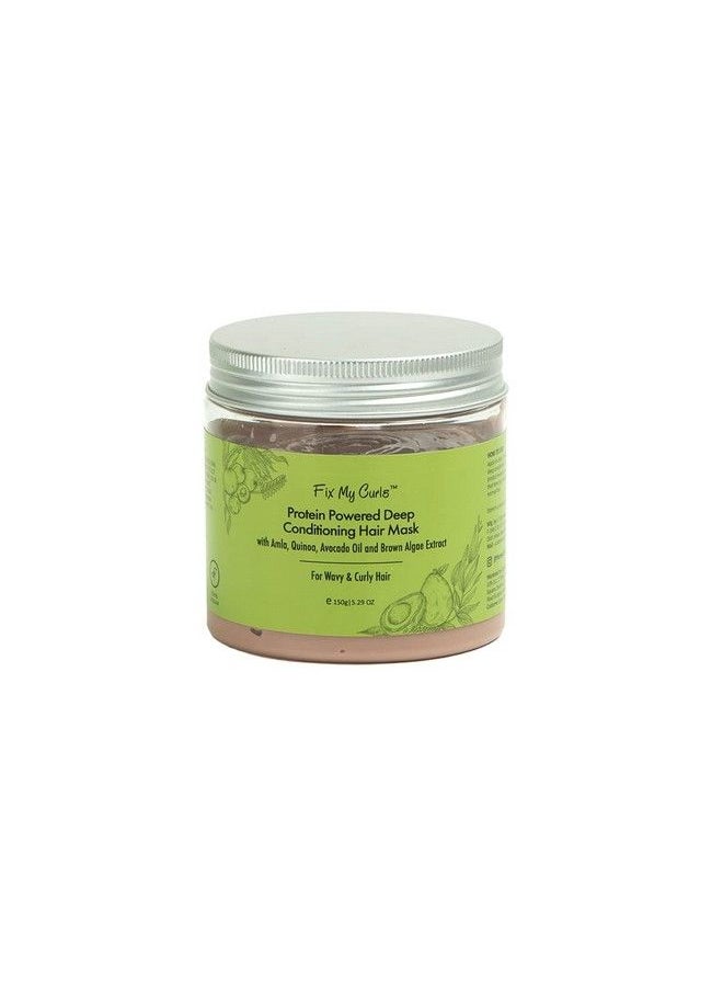 Fix My Curls Protein Powered Deep Conditioning Mask; Enriched With Quinoa Avocado Oil & Brown Algae Extract ; For Curly And Wavy Hair ;Intensive Hair Repair Damage & Antifrizz Solution (150G)  - Image 1