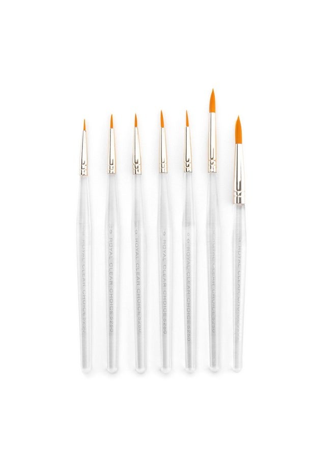 Royal & Langnickel Rset-9158 Royal Zip N' Close Gold Taklon Clear Acrylic Handle Detail Brush Set, 10.5 X 3.9 X 0.5, Multicolor, 7-Piece  - Image 1