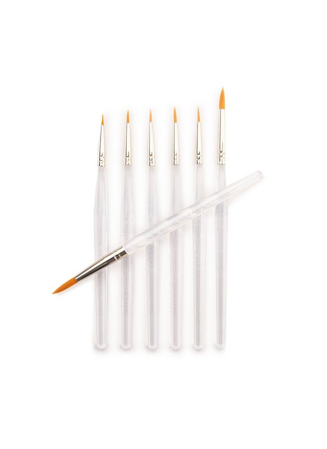 Royal & Langnickel Rset-9158 Royal Zip N' Close Gold Taklon Clear Acrylic Handle Detail Brush Set, 10.5 X 3.9 X 0.5, Multicolor, 7-Piece  - Image 5