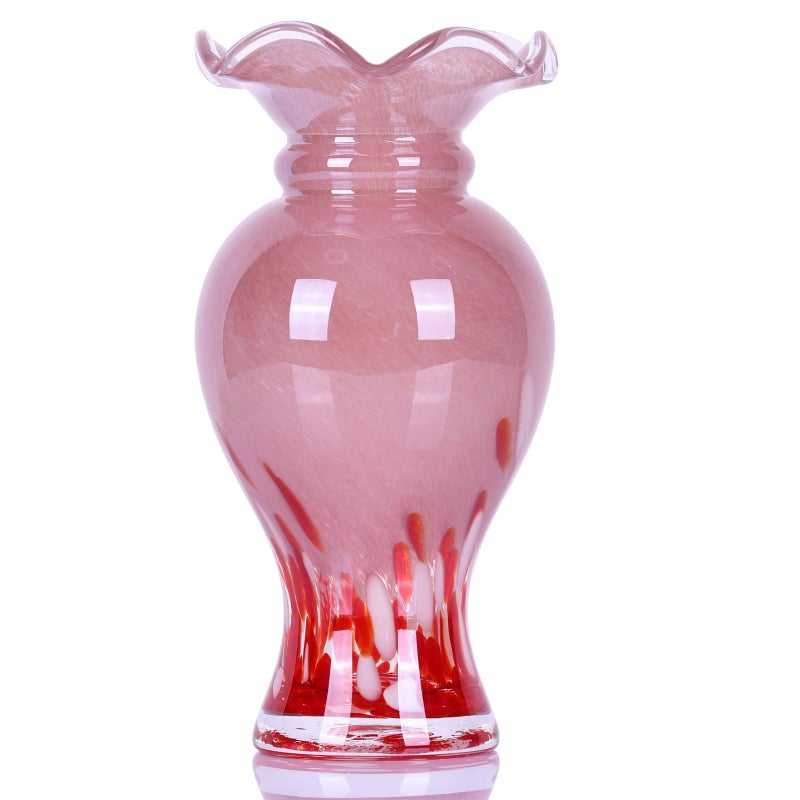 DOVDOV Hand Blown Glass vase, Glass Wide Mouth Decorative vase, Pink vase, Office Table Centerpiece Coffee Table Mantle Wedding enterpiece Decorative vase. - Image 1