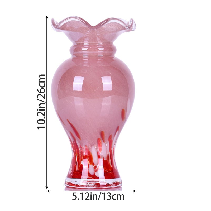 DOVDOV Hand Blown Glass vase, Glass Wide Mouth Decorative vase, Pink vase, Office Table Centerpiece Coffee Table Mantle Wedding enterpiece Decorative vase. - Image 2
