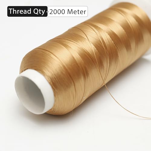 Embroiderymaterial Flat Untwisted Art Silk Thread for Japanese Style Cross-Stitch Hand Embroidery-1 Roll/2000Meter (2187 Yards) Color Old Gold - Image 2