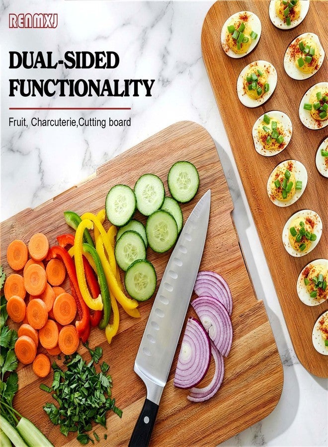 Renmxj Deviled Egg Containers with Lid Easter Gifts Set (28 Eggs), 2026 Upgraded Acacia Wooden Deviled Egg Tray Platter for Party, Home Kitchen Gift for Women, The Lid is Dishwasher Safe (Black) - Image 4