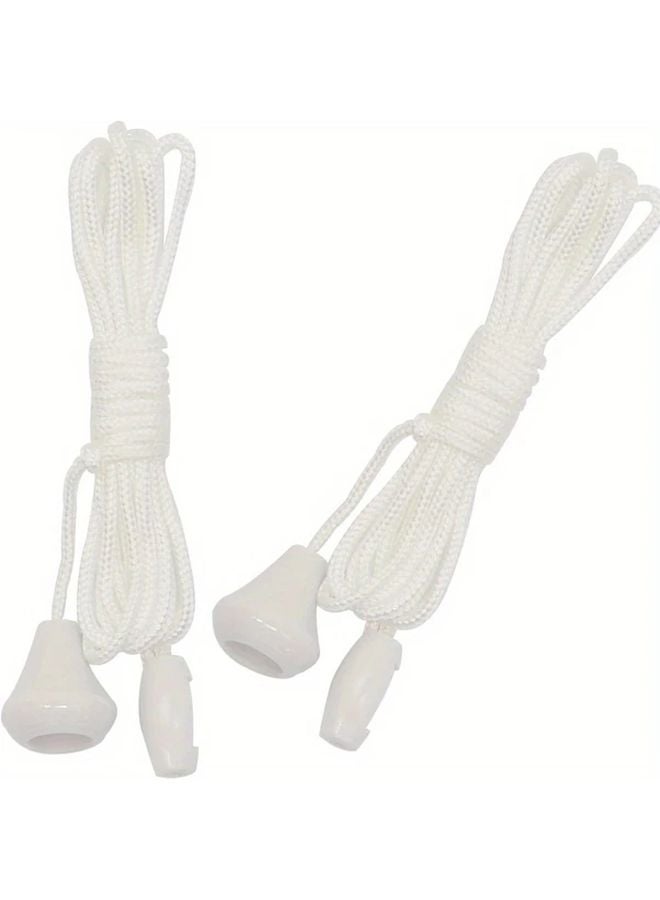 2pcs White Nylon Pull Cords For Ceiling And Bathroom Light Switches Easy Install - Image 2