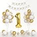Yumiche 1st Birthday Decorations40inch Gold Number 1 Balloon And Happy Birthday Banner With 12inch Metallic Gold White Confetti Balloons For One Year Old Boys Birthday Decorations - Image 3