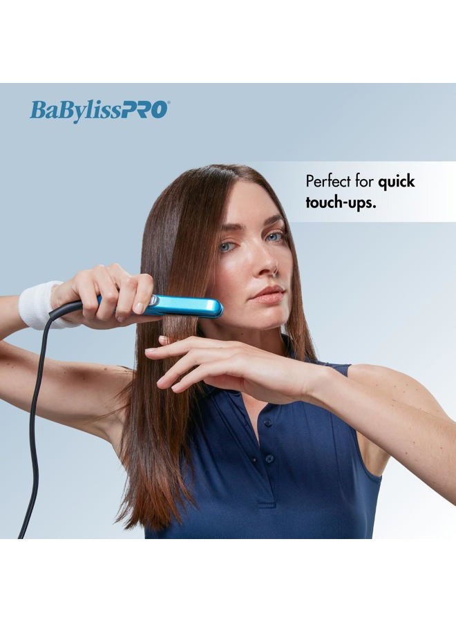 BaBylissPRO مكواة فرد الشعر الصغيرة نانو تيتانيوم زرقاء 0.5 بوصة - Image 3