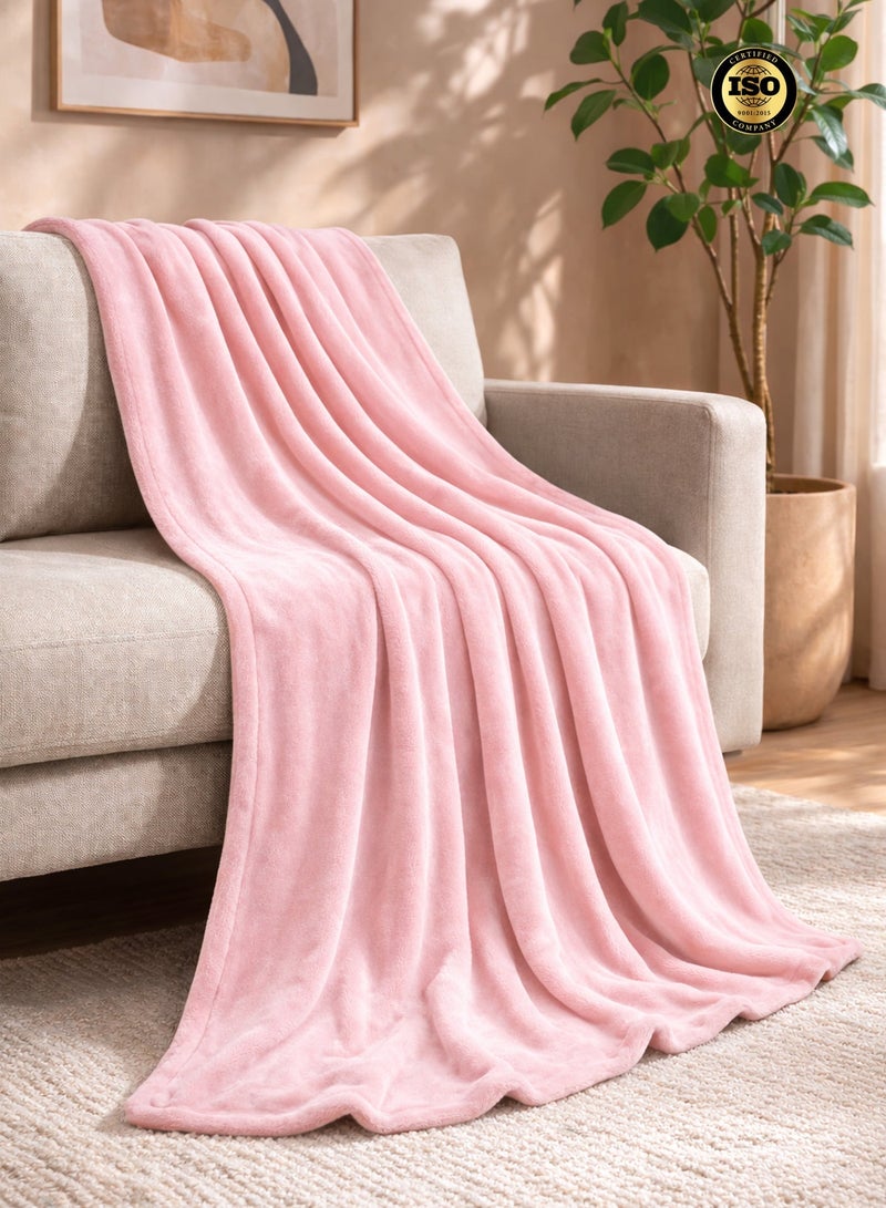 بارا جون بطانية فليس فلانيل سادة مزدوجة – بطانية سرير مزدوجة ناعمة للغاية من البوليستر قابلة للغسل في الغسالة - Image 2