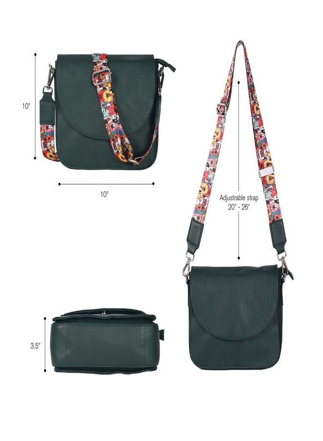 Ozora Genuine Leather Shoulder Crossbody Purse For Women with Adjustable Strap, Mobile Pocket & Outside & Inside Zipper, Green Ndm W3, Medium, Sophia - Image 4