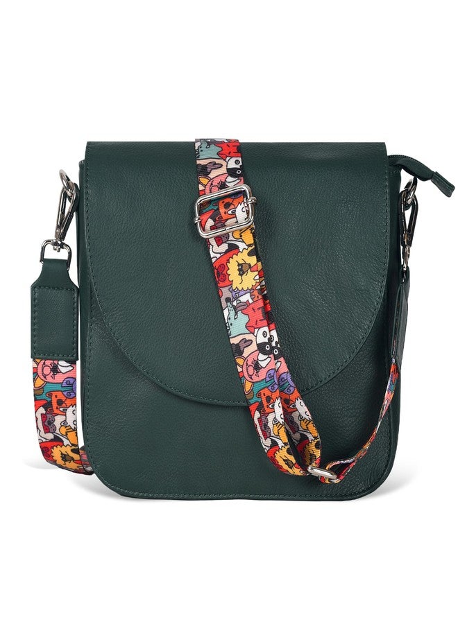 Ozora Genuine Leather Shoulder Crossbody Purse For Women with Adjustable Strap, Mobile Pocket & Outside & Inside Zipper, Green Ndm W3, Medium, Sophia - Image 1