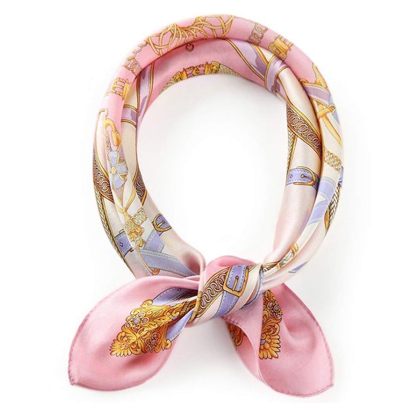 MEISEE 100% Mulberry Silk Scarfs Small Square Scarf 21" x 21" Neck Scarf Breathable Lightweight for Women Gift Packed (G-30 Grace Pink) - Image 1