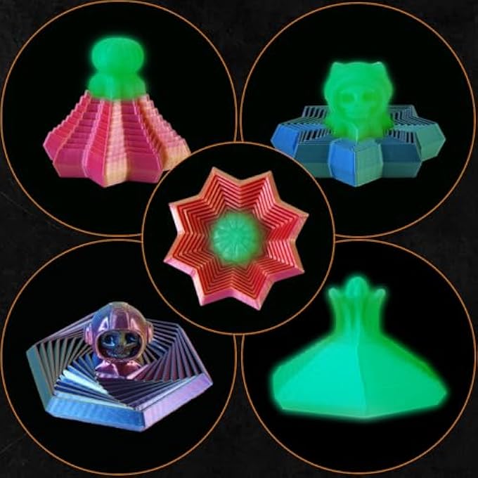 Cucue 3D Printed Fractal Fidget Hexagon-Hexagonal Spiral Visual Fingertip Toys for Stress Anxiety-Glow in The Dark Skull Toys for Calming Relief- Halloween Fidget Toys for Kids & Adults (4 Pack) - Image 1