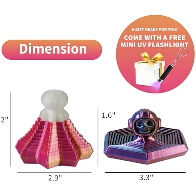 Cucue 3D Printed Fractal Fidget Hexagon-Hexagonal Spiral Visual Fingertip Toys for Stress Anxiety-Glow in The Dark Skull Toys for Calming Relief- Halloween Fidget Toys for Kids & Adults (4 Pack) - Image 2