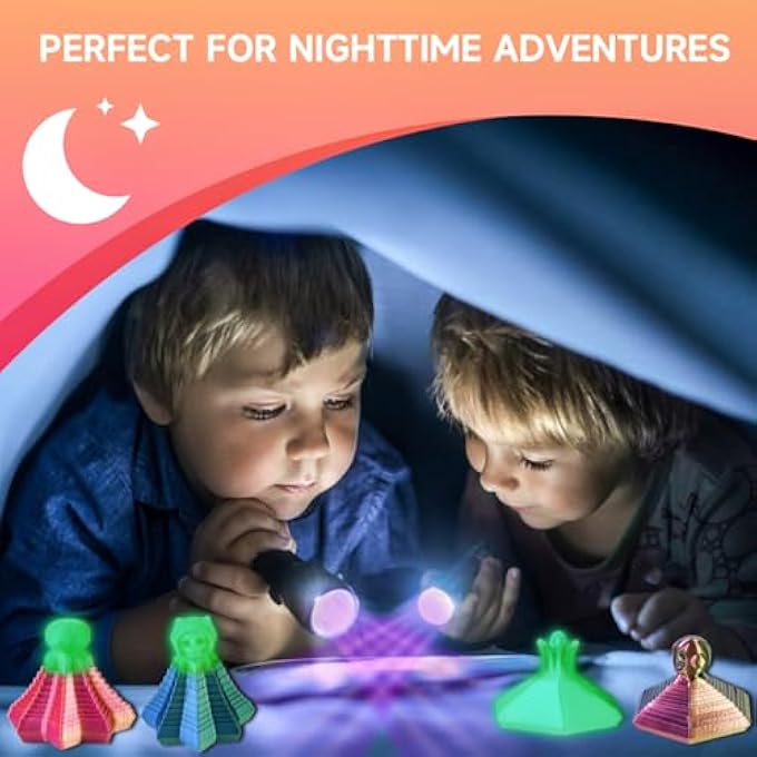Cucue 3D Printed Fractal Fidget Hexagon-Hexagonal Spiral Visual Fingertip Toys for Stress Anxiety-Glow in The Dark Skull Toys for Calming Relief- Halloween Fidget Toys for Kids & Adults (4 Pack) - Image 5