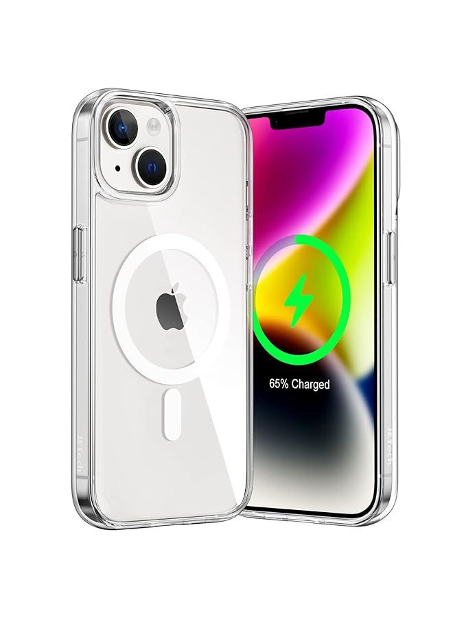 جي تيك حافظة مغناطيسية لهاتف آيفون 14 مقاس 6.1 بوصة متوافقة مع الشحن اللاسلكي ماجسيف وغطاء ممتص للصدمات ومضاد للخدش وظهر شفاف - Image 1