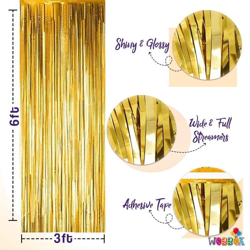 Wobbox Happy Anniversary Bunting Banner Black & Copper Gold Text with Hanging Stars 20th Year with Happy Anniversary Party Props & Golden Colour Foil Fringe, Happy Anniversary Decoration Item - Image 3