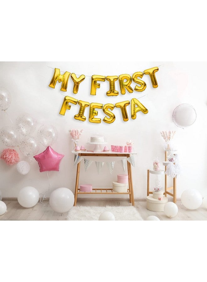PartyForever MY FIRST FIESTA Balloons Banner Gold 1st Birthday Party Decorations Sign - Image 3