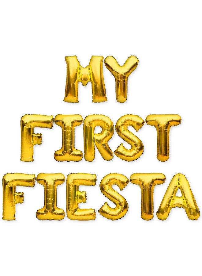 PartyForever MY FIRST FIESTA Balloons Banner Gold 1st Birthday Party Decorations Sign - Image 1