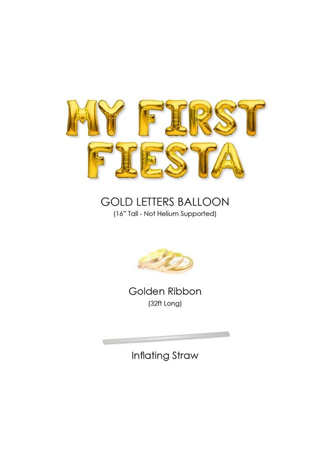 PartyForever MY FIRST FIESTA Balloons Banner Gold 1st Birthday Party Decorations Sign - Image 2
