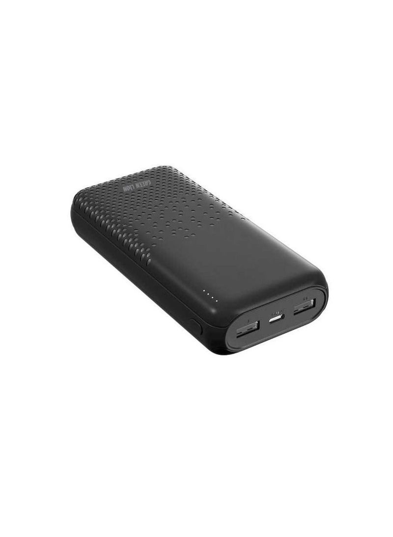 GREEN LION Rome 20000mAh Dual USB-A Power Bank / Type-C & Micro Input / Long Life Battery / Charging Protection / ABS+PC Material - Black - Image 2