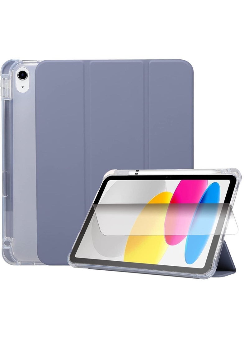 كابتن تيك جراب يناسب جهاز iPad الجديد من الجيل العاشر 10.9 بوصة 2022 جراب iPad رفيع مزود بحامل TPU وغطاء خلفي شفاف وغطاء ذكي مع 【إيقاظ / سكون تلقائي】 【واقي شاشة】 - Image 1