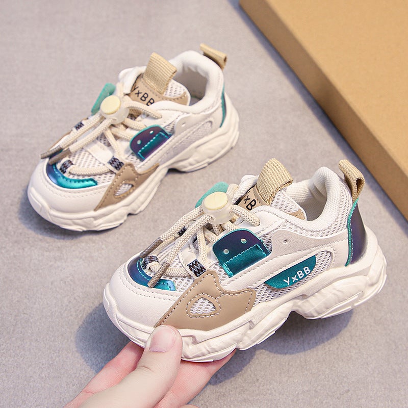 2024 Girls Breathable Mesh Sports Shoes Beige - Image 5