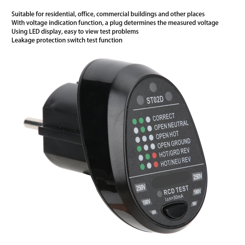 Socket Tester: Compact ABS Construction - Leakage Protection Voltage Indicator for Home Office Commercial Safety Inspection - Image 5