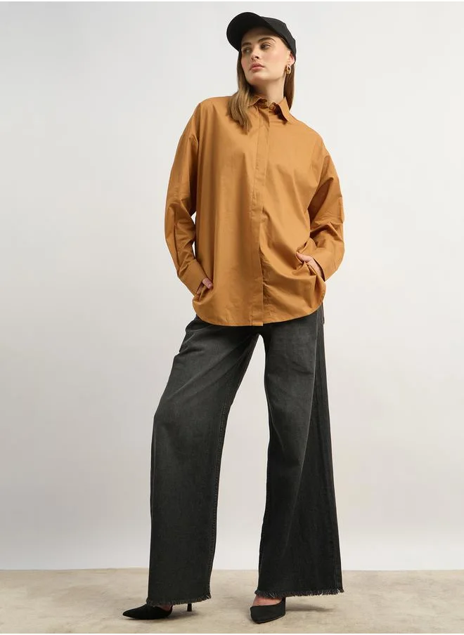 ستايلي Oversized Spread Collar Shirt