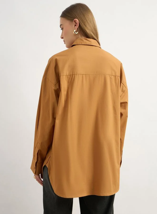 Styli Oversized Spread Collar Shirt