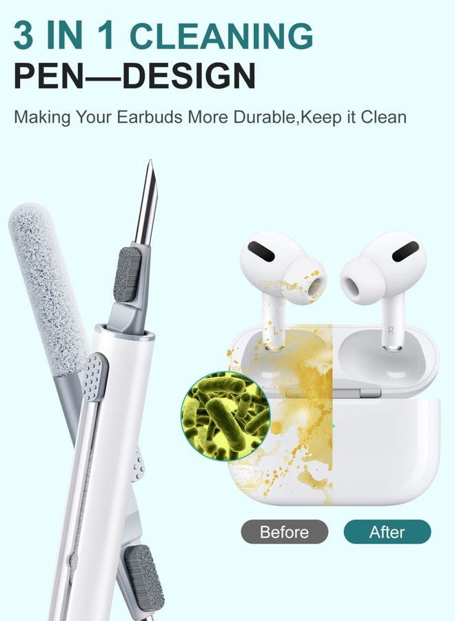 AKIKI Cleaner Kit for Airpods, Earbuds Cleaning kit for Airpods Pro 1 2 3, Phone Cleaner kit with Brush for Bluetooth Earbuds Cleaner, Wireless Earphones,iPhone,Laptop, Camera (White) - Image 2