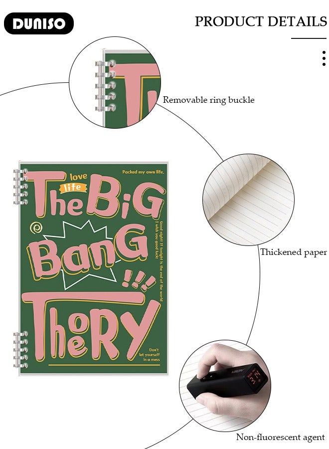 DUNISO A5 60 Pages Loose Leaf Notebook with Waterproof Case Simple Student Loose Leaf Paper Diary Round Hole Removable Loose-Leaf Notebook Business Notebook for Student Office Writing - Image 2