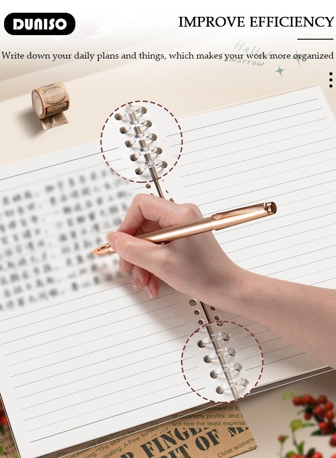 DUNISO A5 60 Pages Loose Leaf Notebook with Waterproof Case Simple Student Loose Leaf Paper Diary Round Hole Removable Loose-Leaf Notebook Business Notebook for Student Office Writing - Image 5