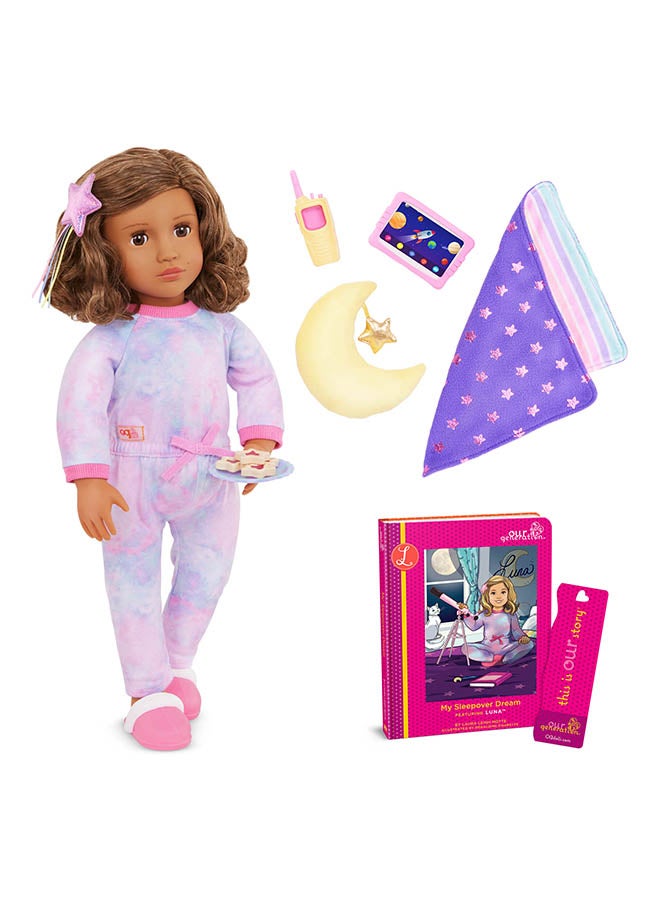 Our Generation Fashionable 18-inch Deluxe Pajama Girl Doll with Book and Accessories, Gifting Toys, Age 6+ years, Character-Luna - Image 2