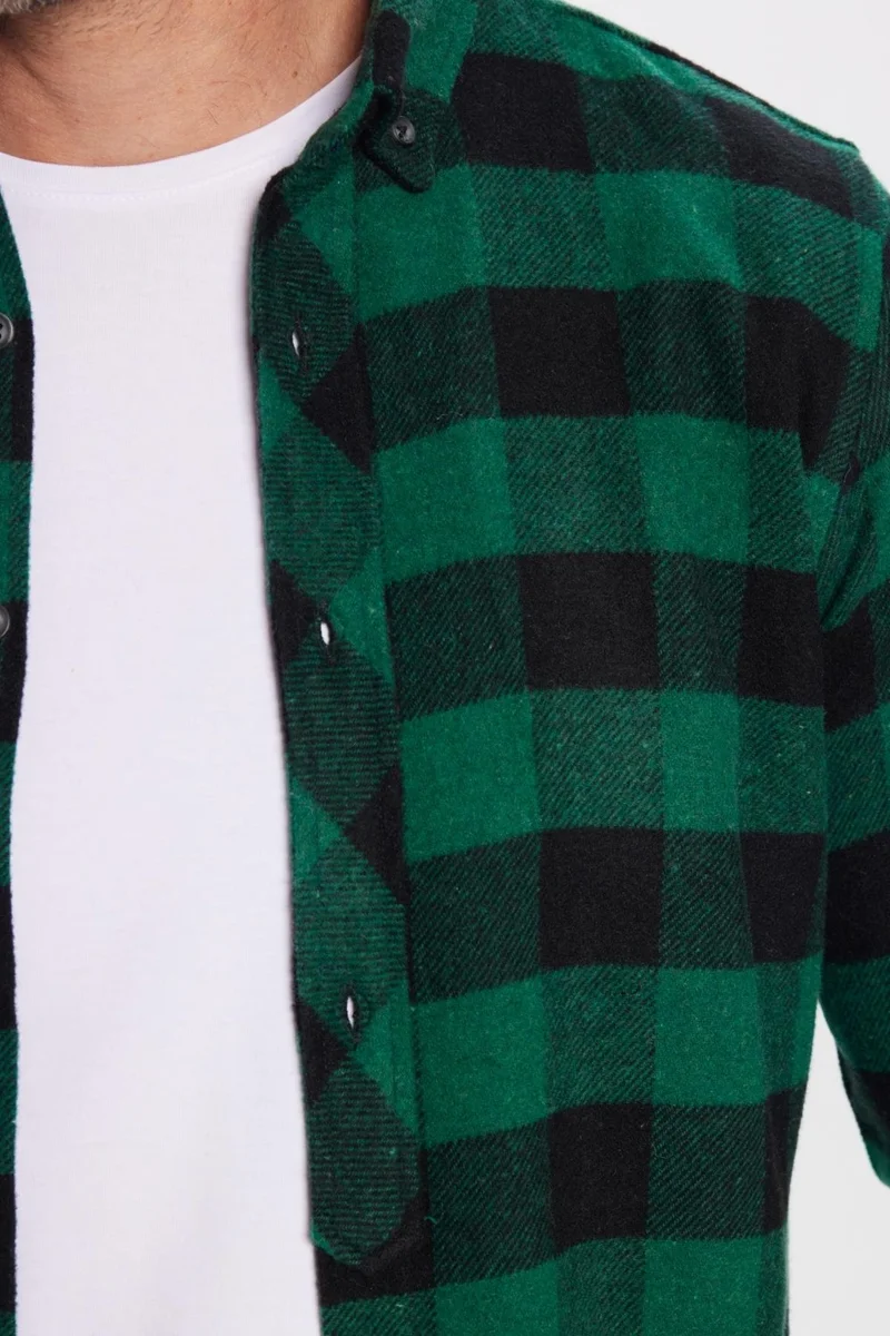 Tudors Men's Slim Fit Slim Fit Lumberjack Button-down Collar Checkered Winter Shirt