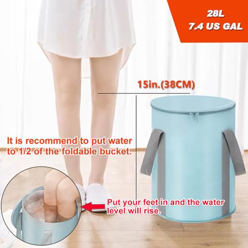 Vitaciti Portable Thermal Insulation Multifunctional Foldable Feet Soaking Bath Bucket with Lid Home Travel Outdoor Camping Foot Soaking Spa Bucket, 7.4 US GAL,Blue, Birthday Gift - Image 3
