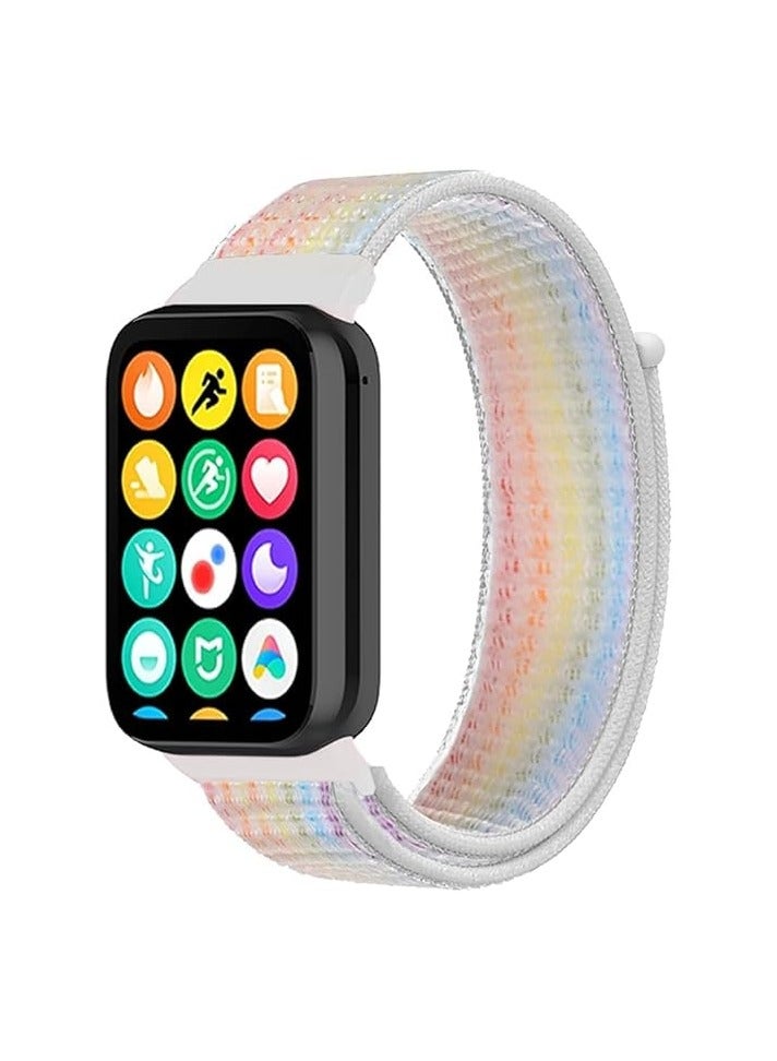 سوار ساعة رياضي قابل للتهوية لساعة ريدمي واتش 4/مي باند 8 برو، سوار بديل من النايلون لساعة مي باند 9 برو (لون أبيض)