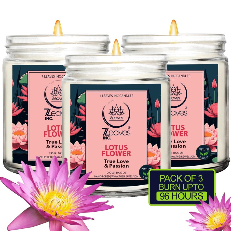 Leaves INC Pink Lotus Flower Aromatherapy Candle for Intuition Enhancement and Mental Clarity Banishes Negative Energy Natural Soy Wax Glass Jar Candle for Aromatherapy 102 Oz