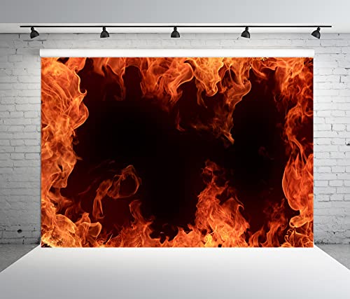 BELECO 7x5ft Fabric Fire Backdrop for Party Photoshoot - Roaring Fire Flames Background - Black - Bonfire Party Decorations - Photo Studio Props - Image 2