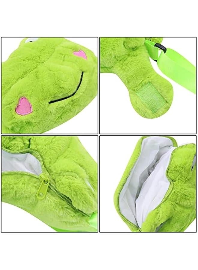 Cute Frog Plush Crossbody Bag Novelty Frog Purse Soft Stuffed Animal Fluffy Tote Bag Gifts for Women Girls Boys,Green2#  - Image 5