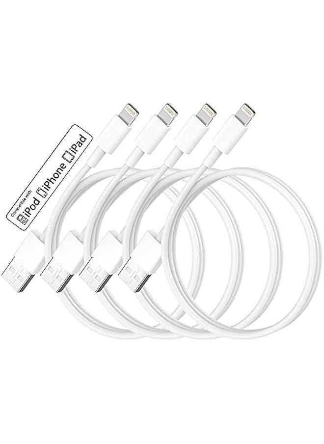 ماركة غير محددة شاحن ايفون 3 قدم من 4 قطع، 【معتمد من ام اف اي】 كيبل لايتنينج الى USB بطول 3 قدم، كيبل شحن سريع لايفون 14 برو ماكس/14/13 برو/12 برو/11/اكس ار/اكس اس/اكس/8/7/6، لايباد برو/اير/ميني- ابيض  - Image 1