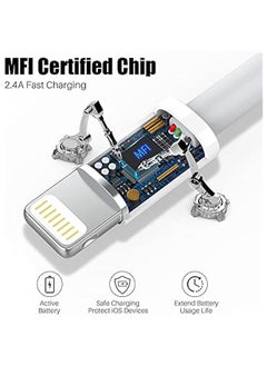 ماركة غير محددة شاحن ايفون 3 قدم من 4 قطع، 【معتمد من ام اف اي】 كيبل لايتنينج الى USB بطول 3 قدم، كيبل شحن سريع لايفون 14 برو ماكس/14/13 برو/12 برو/11/اكس ار/اكس اس/اكس/8/7/6، لايباد برو/اير/ميني- ابيض  - Image 3