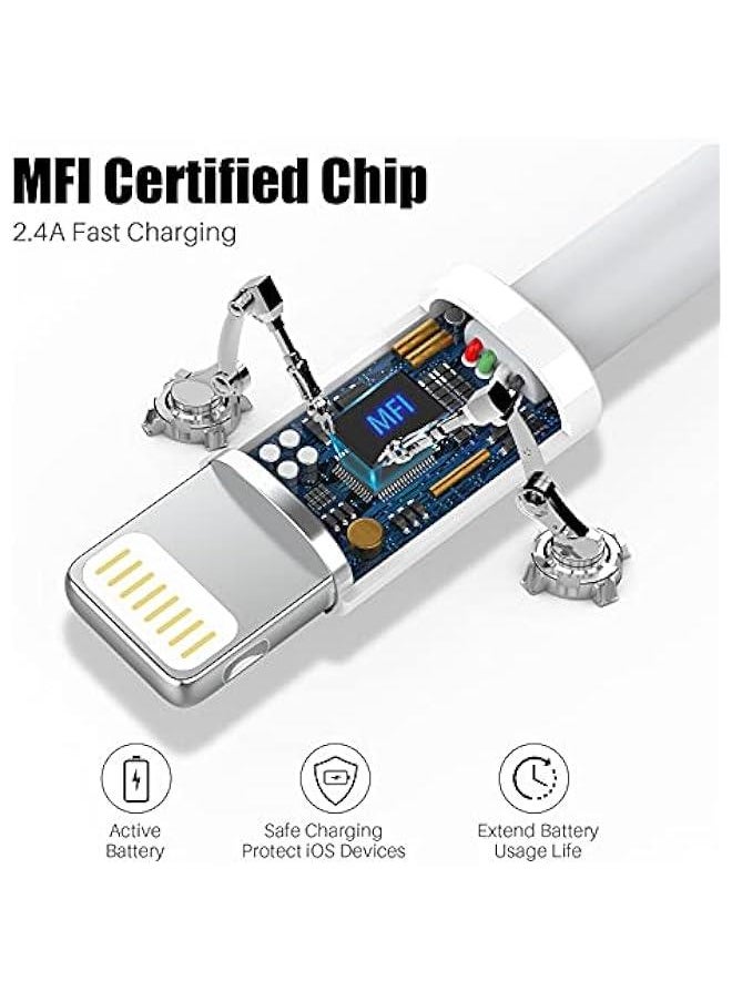 ماركة غير محددة شاحن ايفون 3 قدم من 4 قطع، 【معتمد من ام اف اي】 كيبل لايتنينج الى USB بطول 3 قدم، كيبل شحن سريع لايفون 14 برو ماكس/14/13 برو/12 برو/11/اكس ار/اكس اس/اكس/8/7/6، لايباد برو/اير/ميني- ابيض  - Image 3