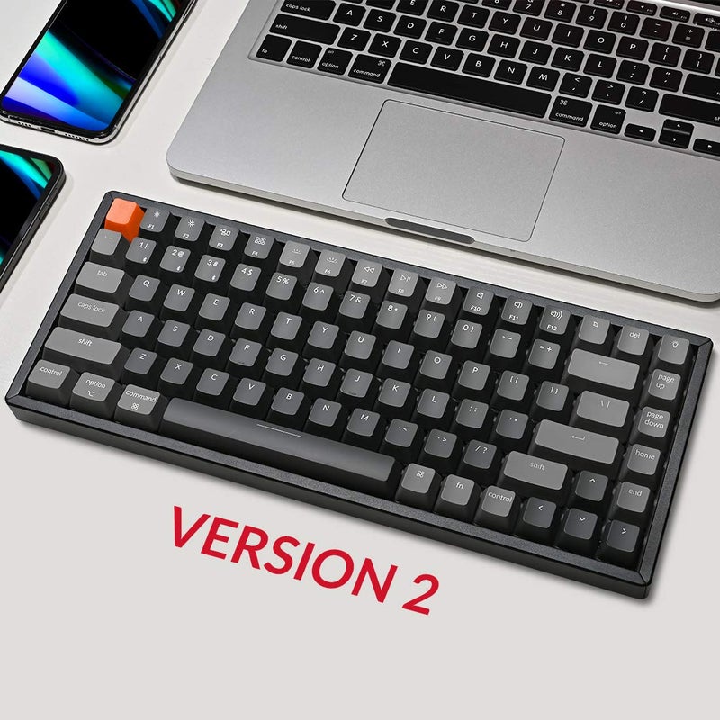 Keychron لوحة مفاتيح ميكانيكية للألعاب اللاسلكية Keychron K2 الإصدار 2، بلوتوث/USB سلكية مدمجة 84 مفتاح RGB LED مضاءة بإطار من الألمنيوم لنظامي Mac و Windows، مفتاح Gateron G Pro Blue - Image 2