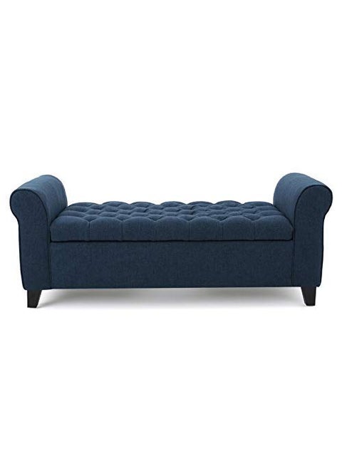 BLACK OAK IF07 Upholstered Flip top Storage Bench 2 Seater Sofa Couch Poufffe Storage Ottoman (Blue)