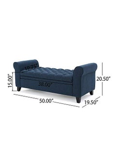 BLACK OAK BLACK OAK IF07 Upholstered Flip top Storage Bench 2 Seater Sofa Couch Poufffe Storage Ottoman (Blue)  - Image 3