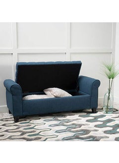BLACK OAK BLACK OAK IF07 Upholstered Flip top Storage Bench 2 Seater Sofa Couch Poufffe Storage Ottoman (Blue)  - Image 2