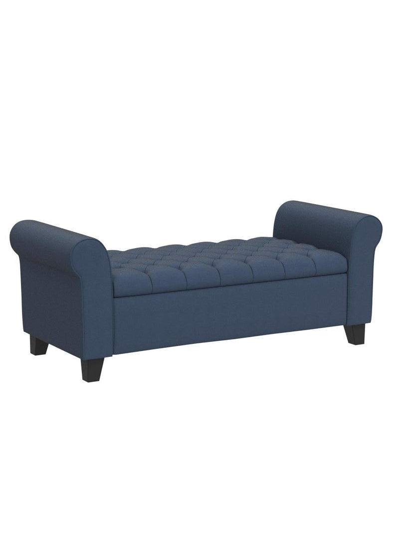 BLACK OAK - BLACK OAK IF07 Upholstered Flip top Storage Bench 2 Seater Sofa Couch Poufffe Storage Ottoman (Blue) - Image 1