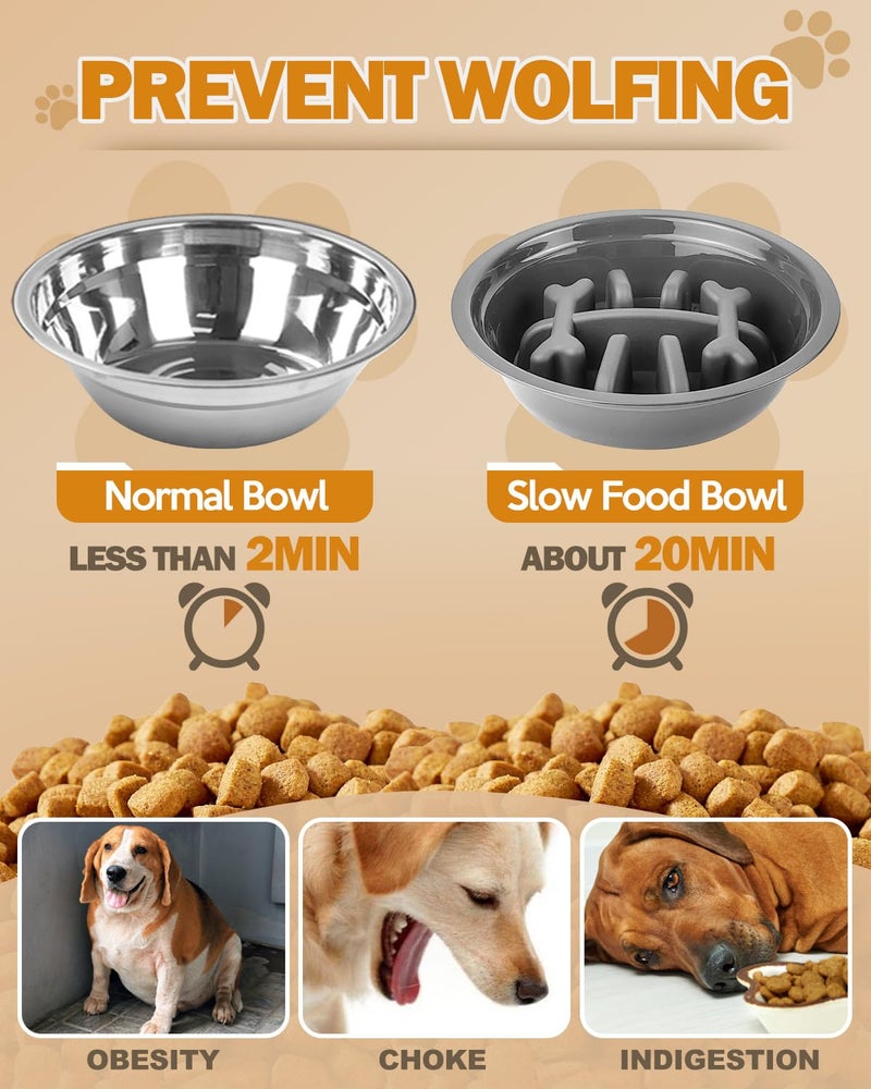Jovrun Elevated Dog Bowls for Medium Size Dogs, Non-Slip Dog Feeder with 1*Stainless Steel Dishes & 1*Slow Feeder Bowl, 5 Heights Adjustable Raised Bowls to 3.15â€³-8.66â€³-9.84â€³-11.02â€³-12.2â€³ - Image 5