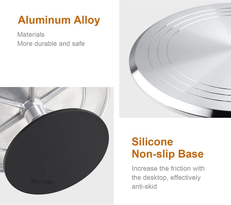 HIMALY 12'' Cake Stand, Cake Spinner Cake Decorating Supplies, Round Decorating Turntable Revolving Aluminum Table Holder Baking Display Tray Plate Tools Accessories for Birthday Wedding Party - Image 4